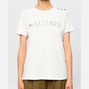 Balmain logo print button shirt